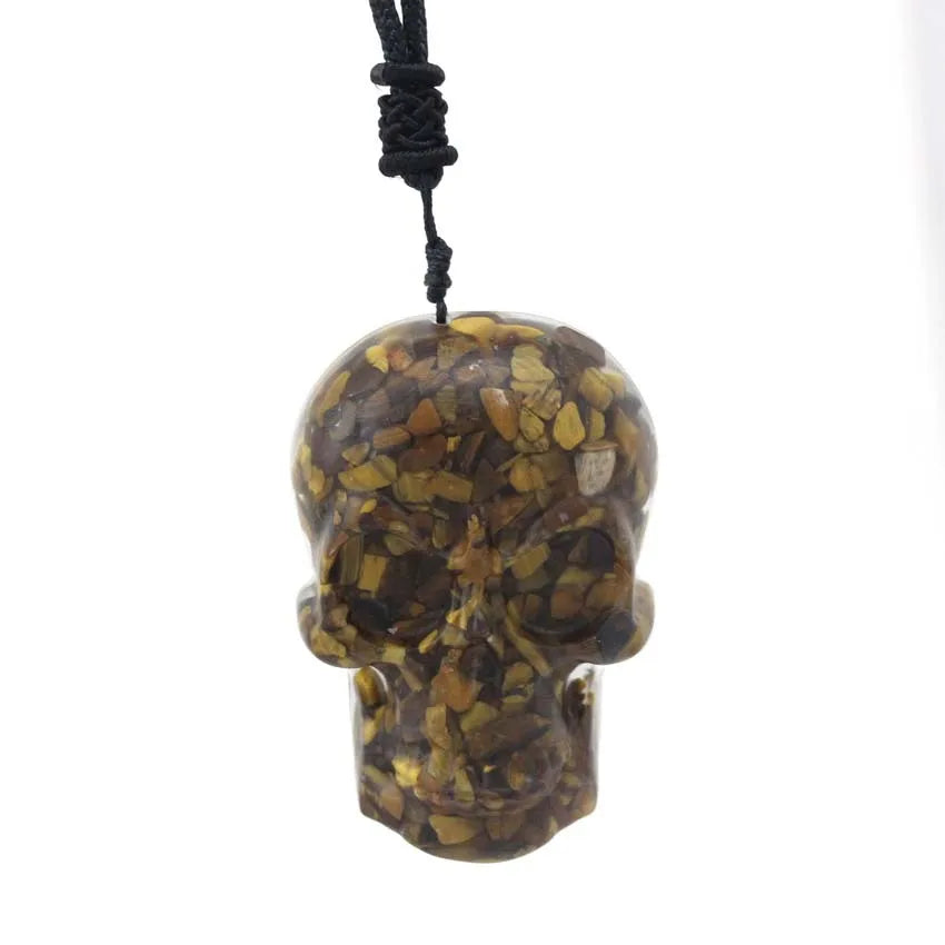 HZ Carving Necklace Tiger-eye Skulls Pendant Punk Choker Retro Jewelry Tribal Style Yak Bone Necklace Amulet Gift