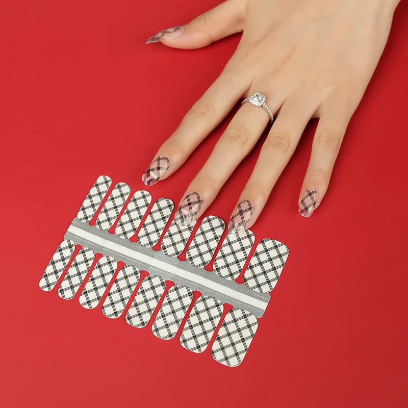 Huizi Non-toxic Popular Classic Pattern Nail Stickers Custom Wholesale Transparent Nail Polish Stickers