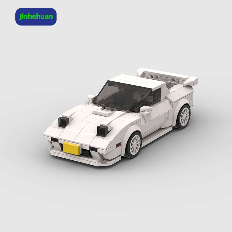 Moc Bricks for Children Toy White Abs Plastic Sports Car for Boys Pp Gift Educational Pvc Car Model Building Block Sets