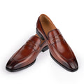 High-End Customized Men's GENUINE Leather Shoes Business Formal Handmade Solid Loafers with Rubber for Autumn Dress Fashion