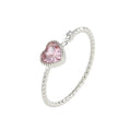 Japan and South Korea Minimalist S925 Sterling Silver love pink Twist Rope Twist Crystal Lady Ring Ins Cold Wind Food Ring