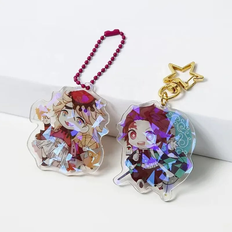 Acrylic Custom Cartoon Key Chain Blank Epoxy Glitter Charm Holographic Charms Cute Customizable Keychain