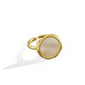 Fashion S925 Sterling Silver Ring Ins Round Shell 17mm Open Wedding Ring Silver 925 Rings