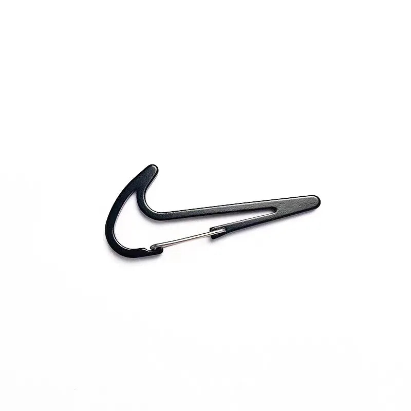 Yiwu Unusual Aluminum Climbing Hook with Special Right Symbol Shape Unique Right Symbol Buckle