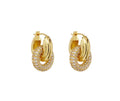 18K Gold Plated Large Micron Pave White CZ Double Hoop Earrings Rhodium Plating Classic for Everyday Use Parties Perfect Gift