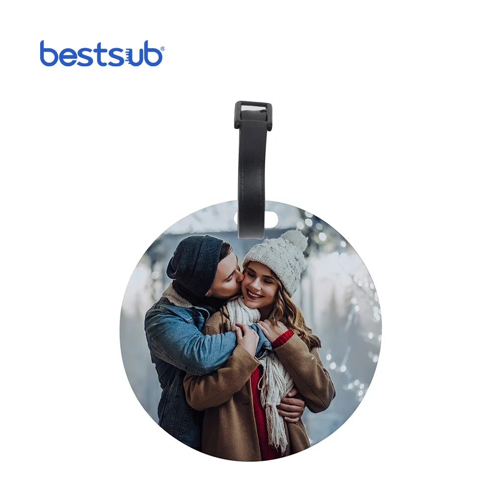 BestSub Hot Selling Customized Round D10cm Sublimation Blanks Plastic Luggage Tag