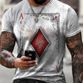 European and American Men's Fashion T-shirts New Poker Card Printing Men's T-shirt Tops