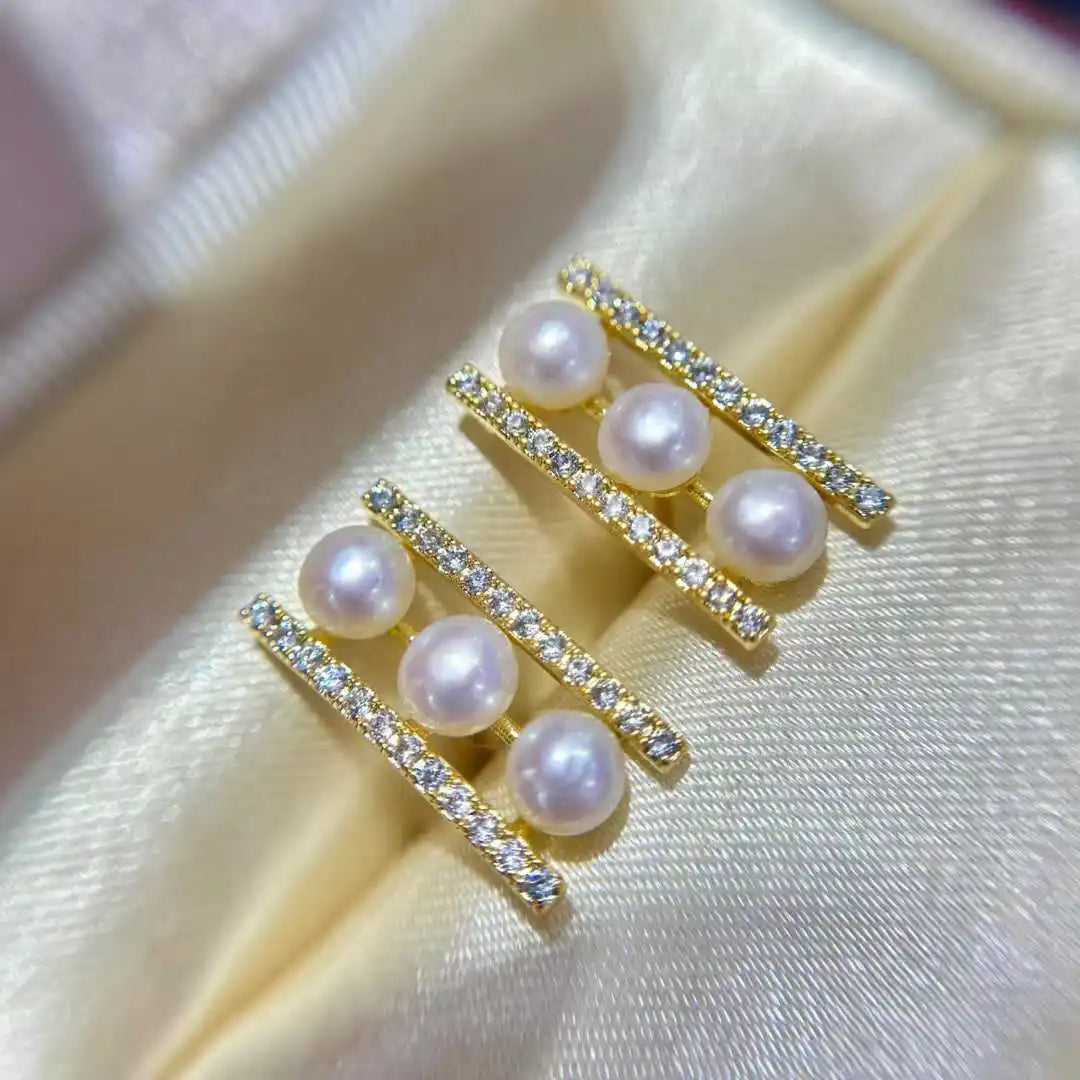 New Balanced Fungus Nail Stud Earrings 4-5mm Natural High-quality Freshwater Pearl Flower Shape Trendy Anti Allergic Design