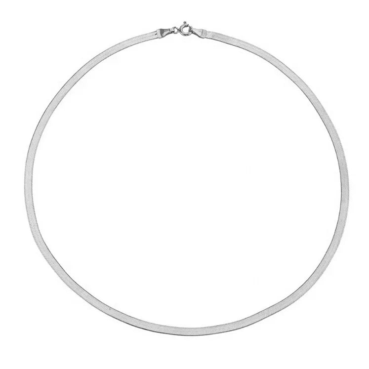 2.4mm Herringbone Flat Snake Chain Necklace Sterling Siver 925 Jewelry Necklace
