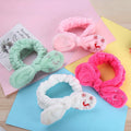 Wholesale Low MOQ Custom logo Embroidery Towe  Headband Cute Bowknot Face Wash Velvet Headband Elastic Hair Band for Girls