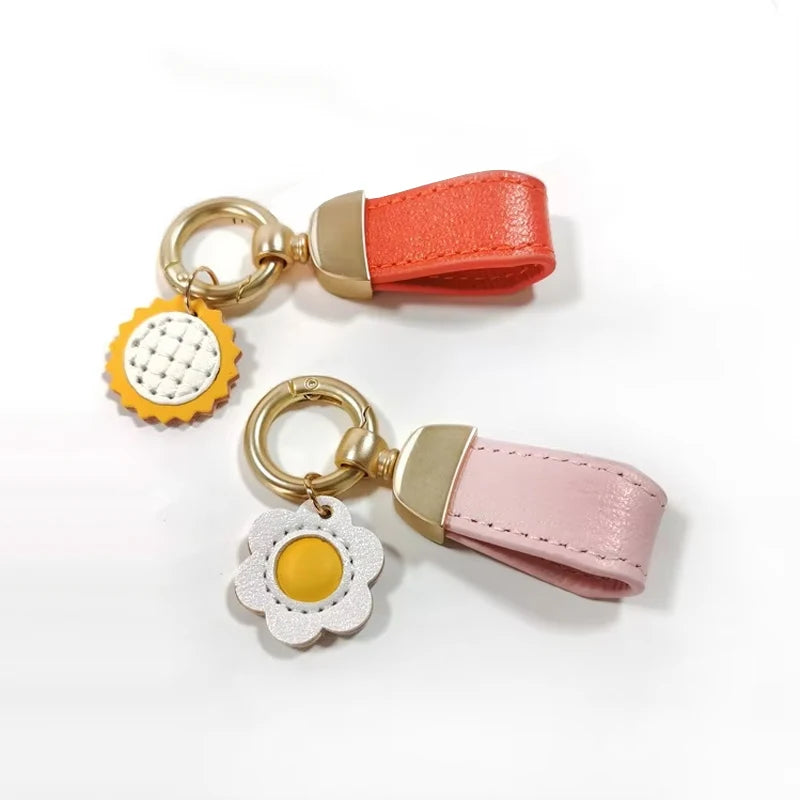 Wholesale Blanks PU Leather Zinc Alloy Keychain Custom Logo Silk Screen Printed Brand
