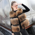 Fluffy Raccoon Fur Vest Sleeveless Raccoon Fur Waistcoat Natural Raccoon Fur Vest for Women