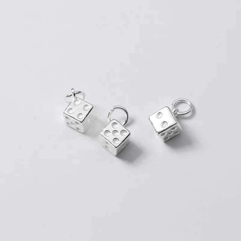 New Fashion Jewelry 925 Sterling Silver Fashion Jewelry Dice Pendant Charms for Jewelry Making