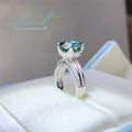 925 Silver Original 5 Carat Brilliant Cut Passes Diamond Test Real Natural Green Moissanite Wedding Ring for Women Fine Jewelry