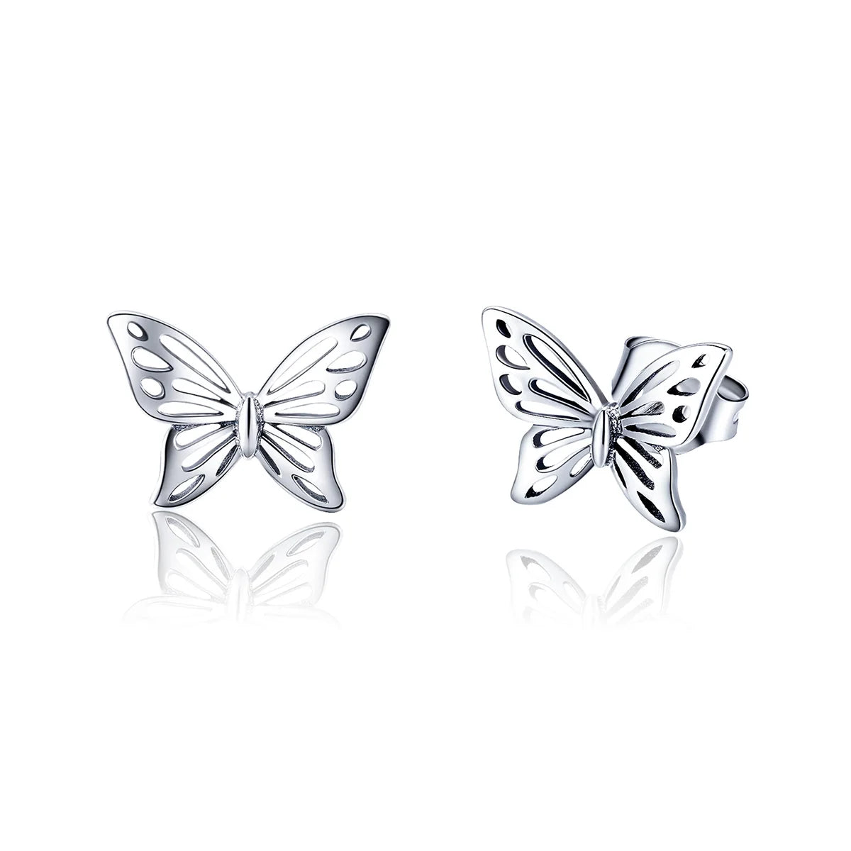 Fashion New 925 Sterling Silver Openwork Butterfly Stud Earrings for Women Girl S925 Silver Fine Brand Jewelry Gift SCE452