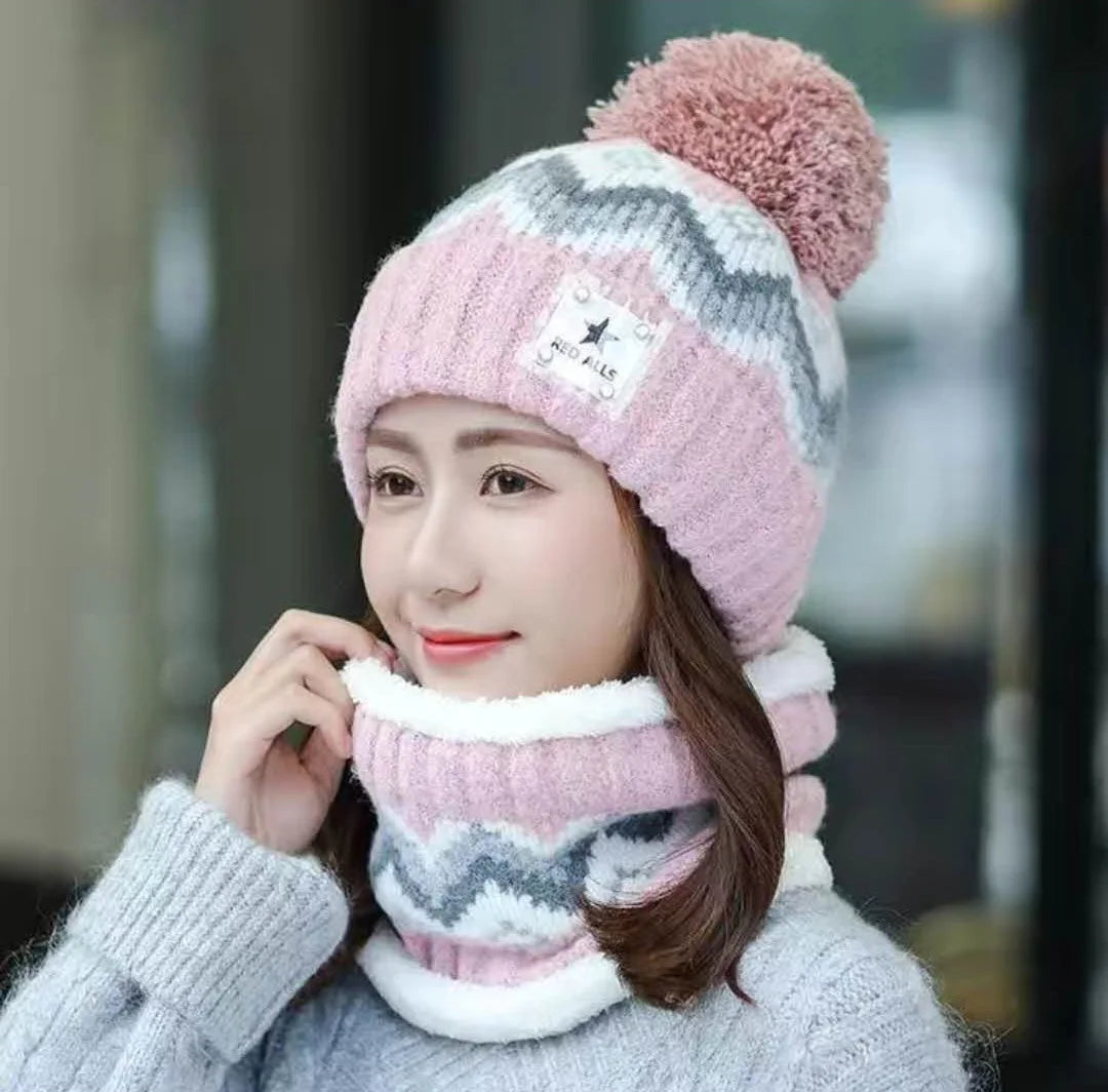 2024 New Autumn and Winter Velvet Thickened Ear protection Women's Cycling Anti Cold Winter Knitted Cotton Hat