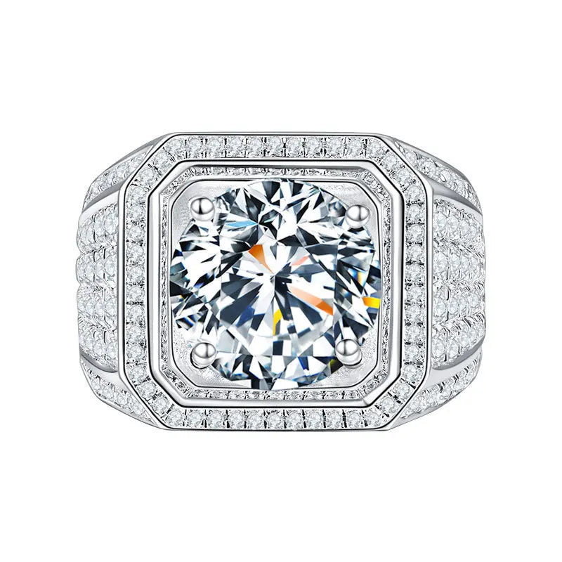 2024 Popular Style Classic Design DVVS White S925 Silver 1ct Moissanite Stone  Ring for Men