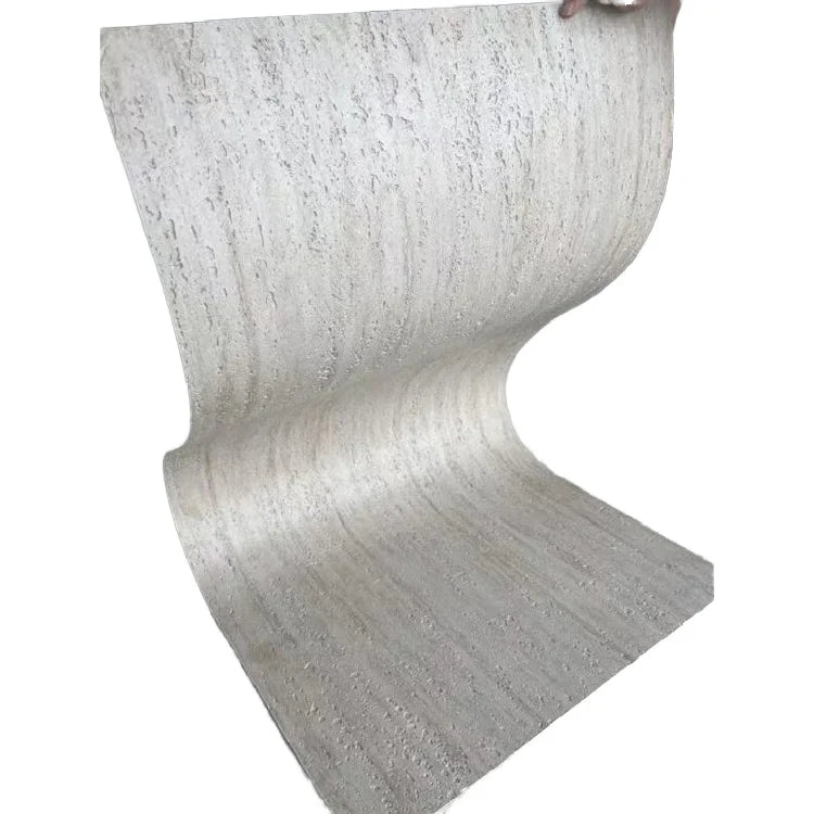 3D Printed Bendable Soft Wall Cladding Travertine Artificial Stone Flexible Faux Interior Veneer for Bedroom Big Slab Format