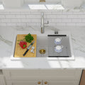 Sarlai Group 33"x19" Quartz Composite  Ledge Workstation Topmount White Quartz Classic 33 Granite Composite Kitchen Sink