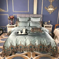 European Palace Style Solid Color Lace Duvet Cover Satin 100%cotton Green Bed Sheet Home Textile Bedding Sets Wholesaler