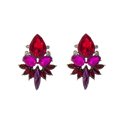 Fashion Zircon CZ Teardrop Trendy Earrings Red Crystal Geometric Water Drop Shape Stud Earrings for Women