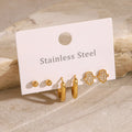 New Arrival Classical 18K Gold Stainless Steel Earring Statement Jewelry Retro Rectangular Three-Layer Earrings