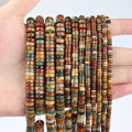 JSES A+ Natural Picasso Stone Jasper 4 6 8mm Rondelle Loose Beads for Jewelry Making DIY Wholesale Loose Crystal Beads Gemstone