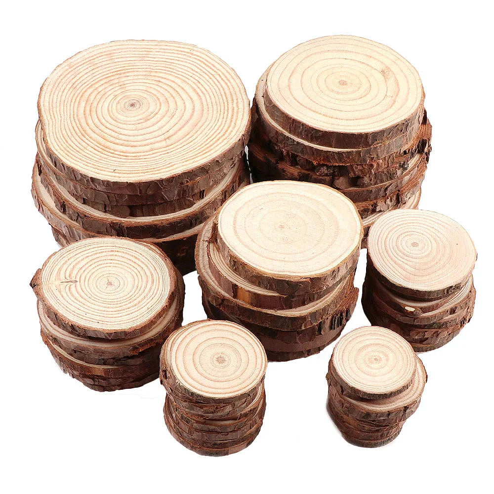 Wood Slices Circles 3cm-20cm Natural Pine Round Unfinished Ornament DIY Crafts Christmas Party Painting Tree Bark Log Discs