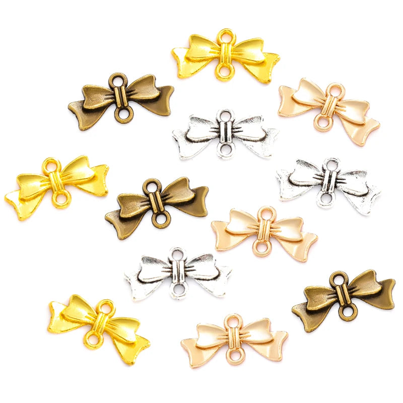 7 Color Antique Silver Color Metal Bow Charms Pendants for Jewelry Making Diy Handmade Jewelry 20*10mm N104