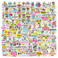 113PCS Cute loving heart shape sticker funny cartoon animals inspirational words thank you decals