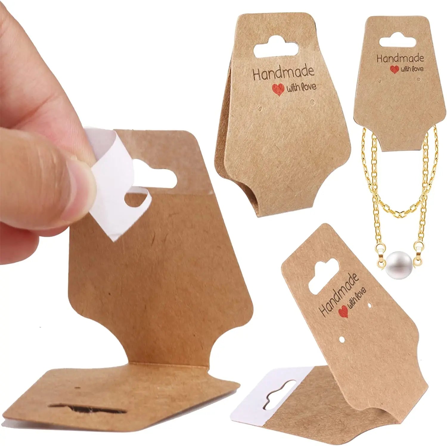 Custom Logo Kraft Paper Necklace Earring  Jewelry Display Cards Keychain Hang Tags