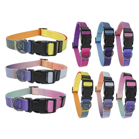 OEM Custom Multi-Color Solid Nylon Dog Collar Adjustable and Breathable with Ribbons and Breakaway Feature Printed Pattern
