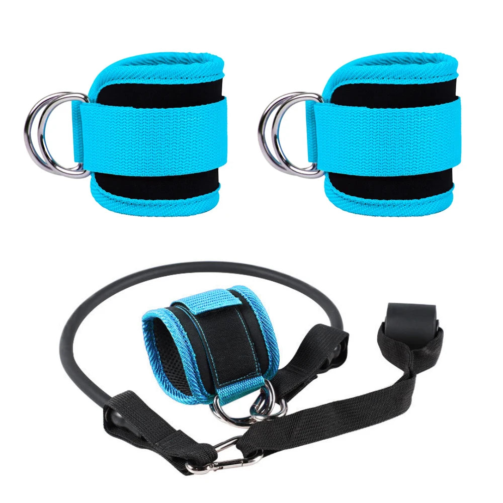 Customized OEM Support Gym Workouts Use Blue Fitness Three-Piece Ankle Strap for Cable Machines Kickbacks/Glute