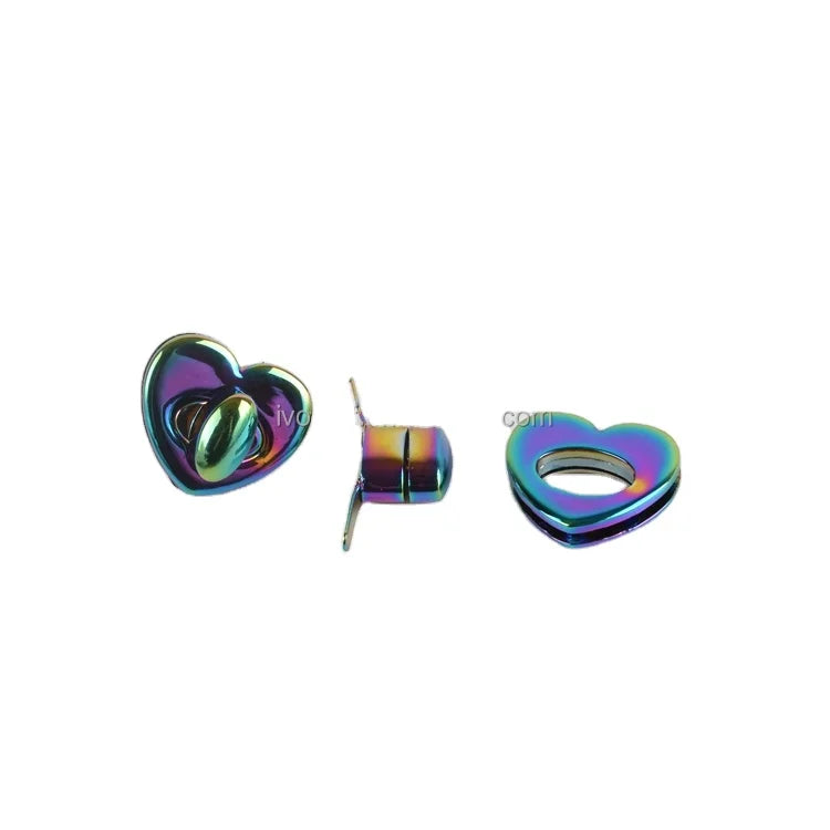 Manufacture Ivoduff Metal Bag Heart Turn Lock Hardware Rainbow Twist Lock for Purse