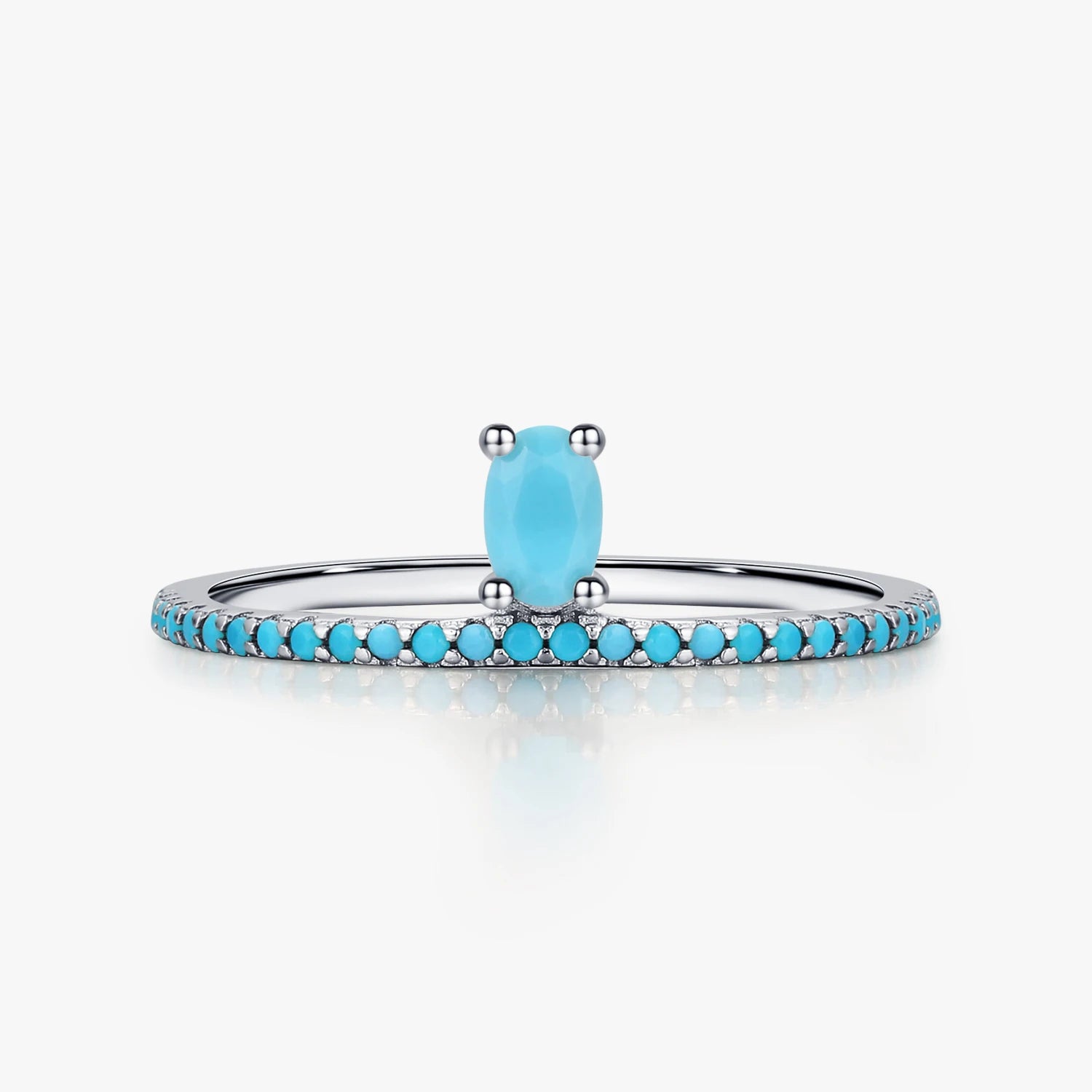 Genuine 925 Sterling Silver Vintage Oval Turquoise Crown Elegant Female Finger Rings for Women Statement Fine Jewelry