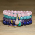 Handmade Amethyst Stone Beaded Bracelet for Women with Natural Stone Charm Elastic Design Opal Stone Bracelet Gift for Weddings
