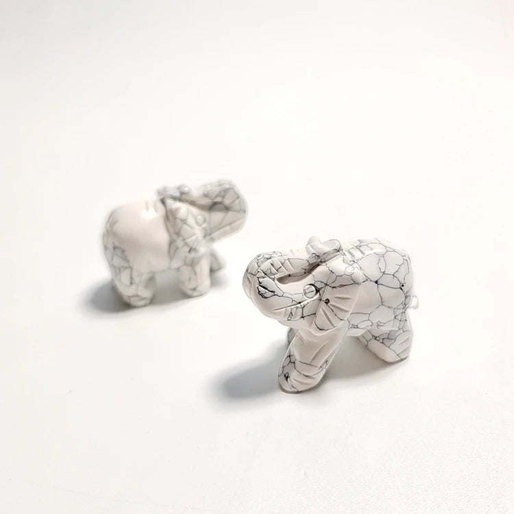 Diy Trends Natural Howlite Animal Sculpture Elephant