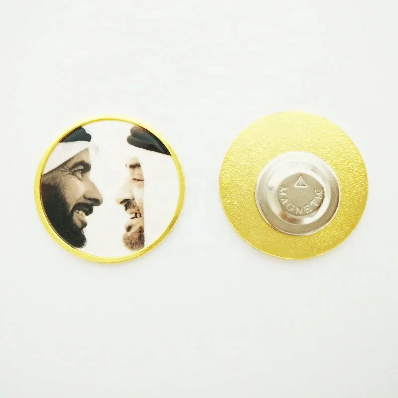 Sheikh Shaikh Shiekh President Ruler of the United Arab Emirates Picture Photo Image UV Printing Magnetic Metal Pin Badge Brooch