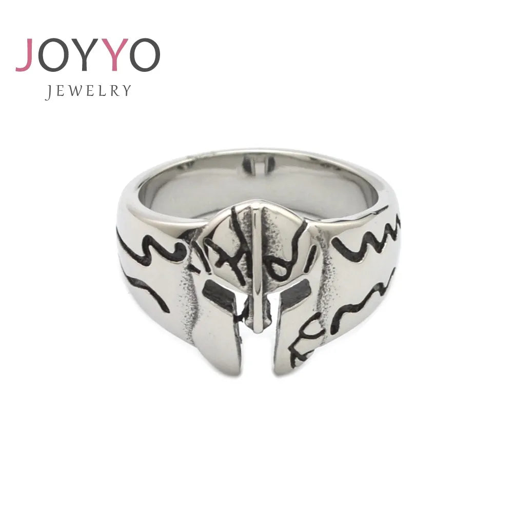 Biker Rings Stainless Steel Spartan Mask Helmet Vintage Men Ring