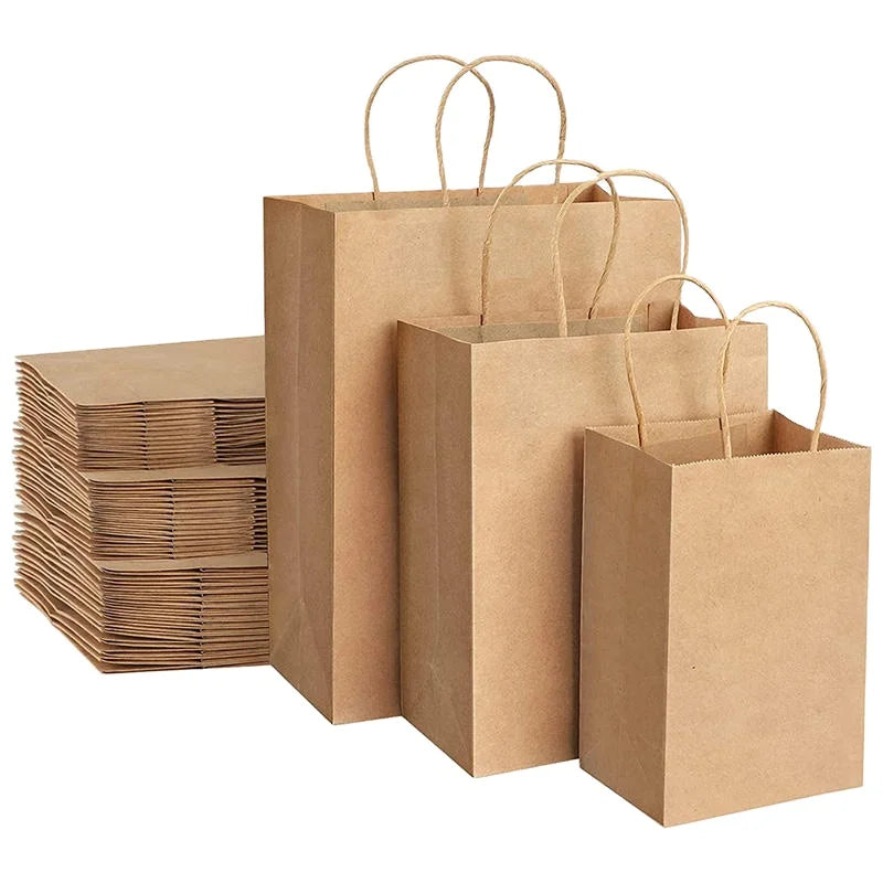 Custom Made Print Take Out Coffee to Go Brown Flat Handle Take Away Fast Food Packaging Kraft Paper Bag Restaurant Carry Bags
