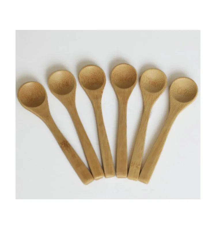 12.5*3cm Natural Bamboo Wood Scoop Kitchen Spice Tea Honey  Icecream Spoon Teaspoon Mini Bamboo Spoon
