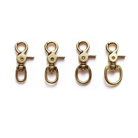 Solid Brass Scissor Snap Hook Swivel Eye Push Gate Trigger Clasp for Leather Craft Bag Strap Belt Webbing Pet Dog Leash Clip