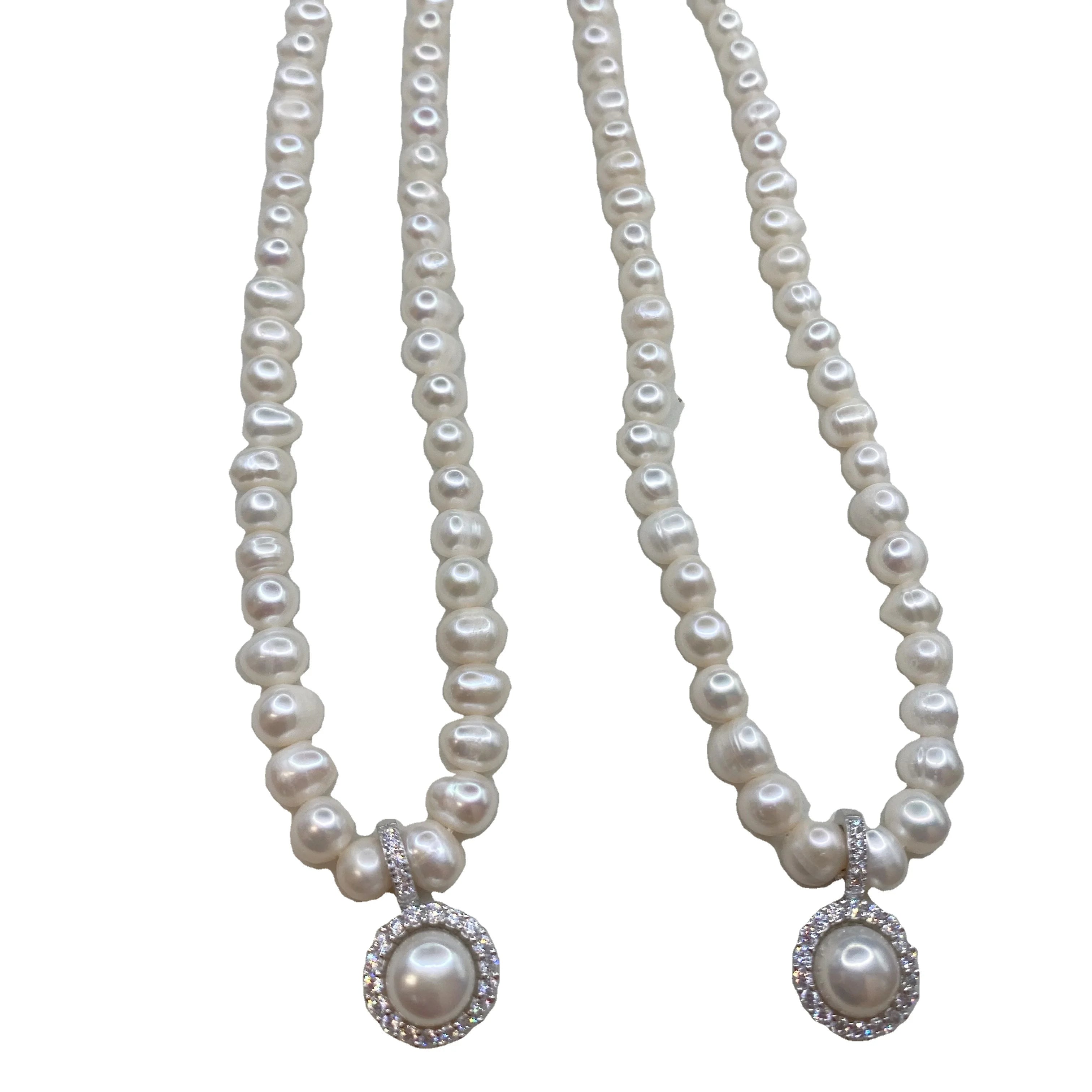 Luxurious White Color Pearl Necklace S925 Silver Natural Freshwater Pearl Pendant Necklaces
