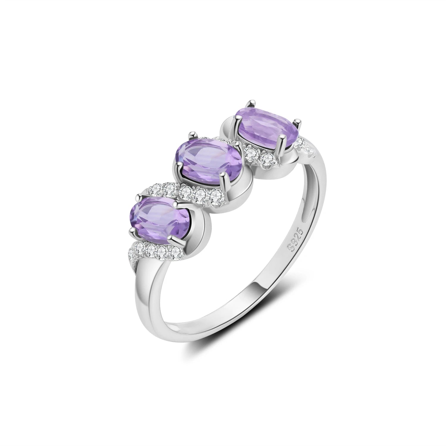 YBO 925 Sterling Silver Platinum Plated Fine Jewelry Women's Engagement Ring Oval Cut Amethyst Citrine Garnet for Wedding