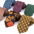 Neckties for Men Vintage Floral 8cm Width Polyester Custom Tie Slim Striped Luxury Neck Ties for Wedding Business Suits Neckwear