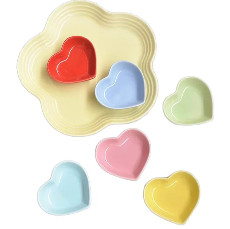 Dessert Bowl Heart Shaped Dish Small Ceramic love Heart Shape Mini  Sauces Dish for Wedding Use