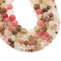 Wholesale DIY Frosted Round Natural Watermelon Beads Gemstone Beads Fire Cherry Quartz Beads for Jewelry Making