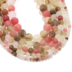 Wholesale DIY Frosted Round Natural Watermelon Beads Gemstone Beads Fire Cherry Quartz Beads for Jewelry Making