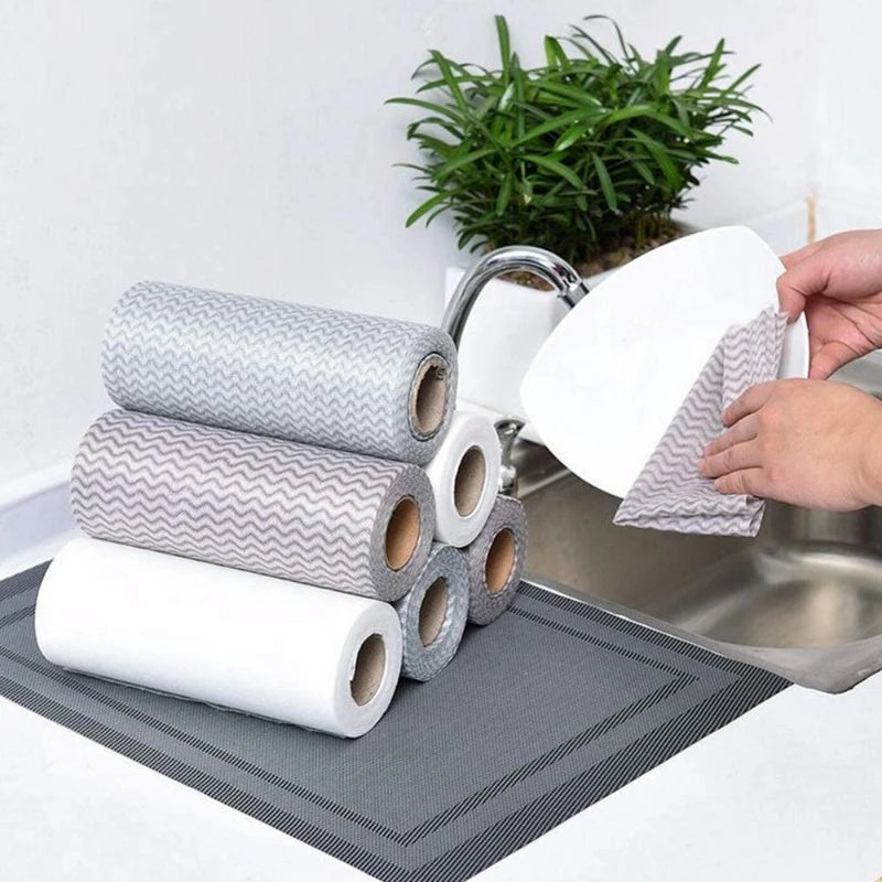 Kitchen Paper Towel Lint-Free Eco-Friendly Reusable Cleaning Wipes Roll Biodegradable for Dish Usage