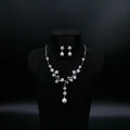 Romantic Floral Pearl Leaf Necklace Earring Set Zircon Copper with Zircon Fashionable Trendy for Women for Weddings & Parties